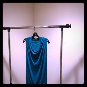 Teal color cowl neck tunic sweater. Beautiful for!